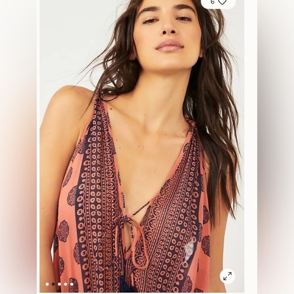 Free People Intimately Soul Of The Sun snap Bodysuit Boho Brick Combo shirt L - Picture 5 of 16